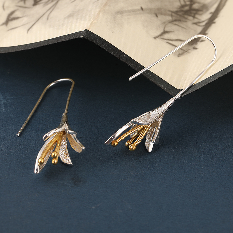 Lily Dangle Earrings with Golden Accents Boho Style